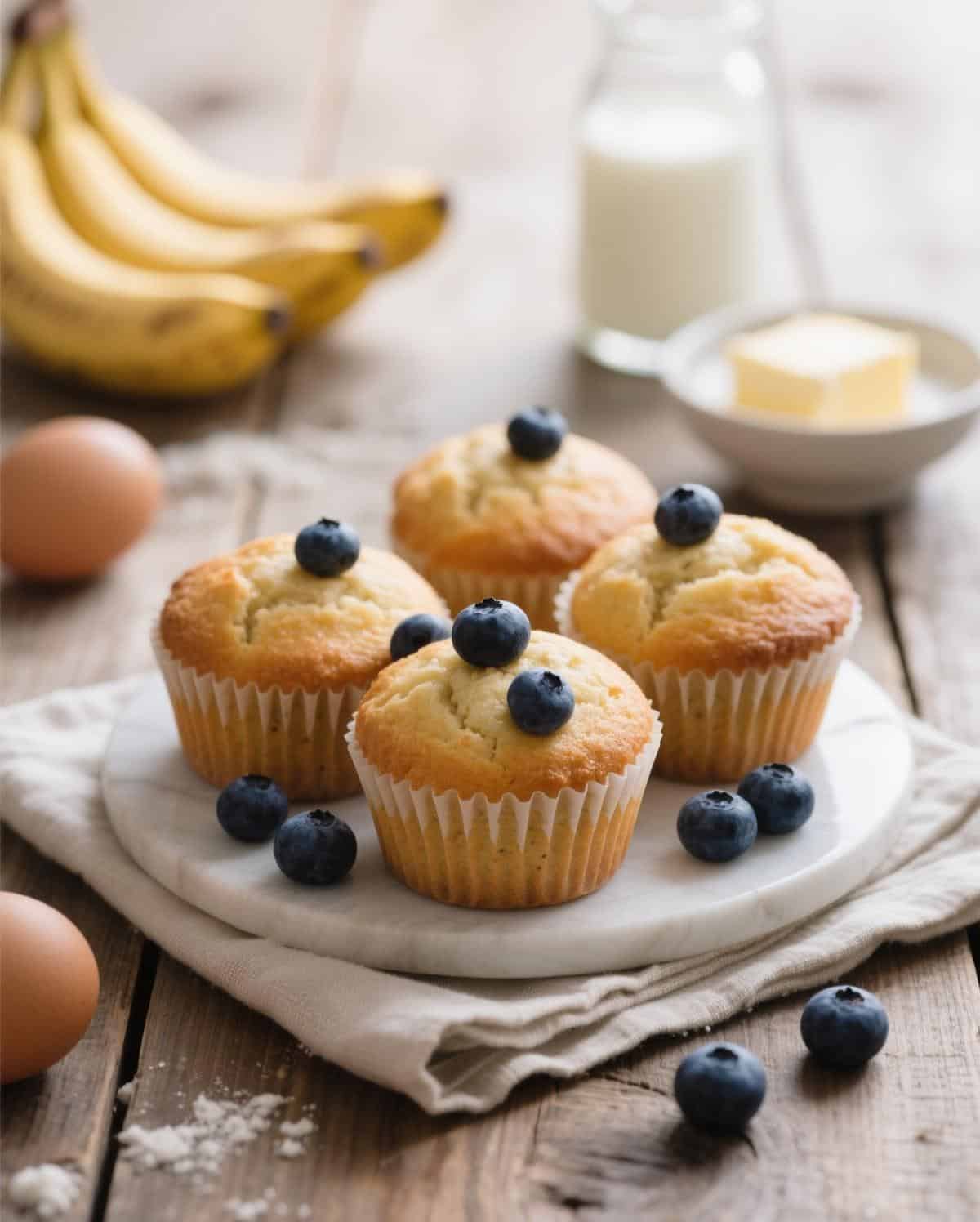 Banana blueberry muffins