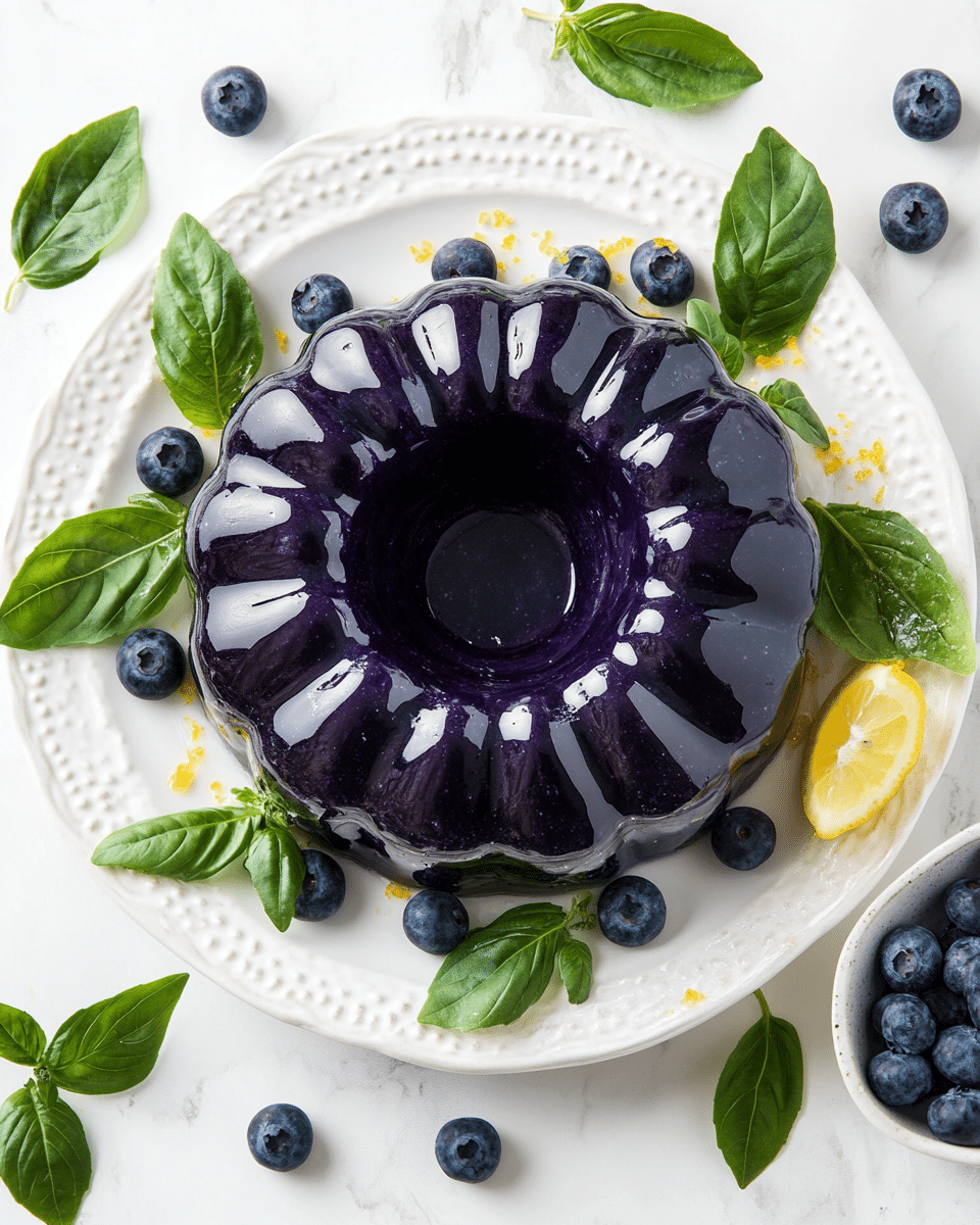 Blueberry Basil Jello Mold