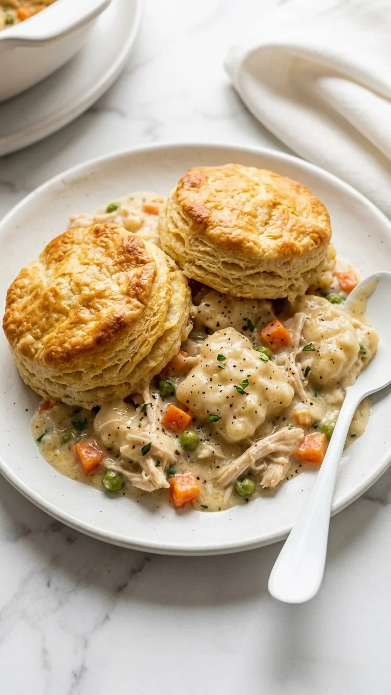 Chicken Dumpling Bake with a Golden Biscuit Top