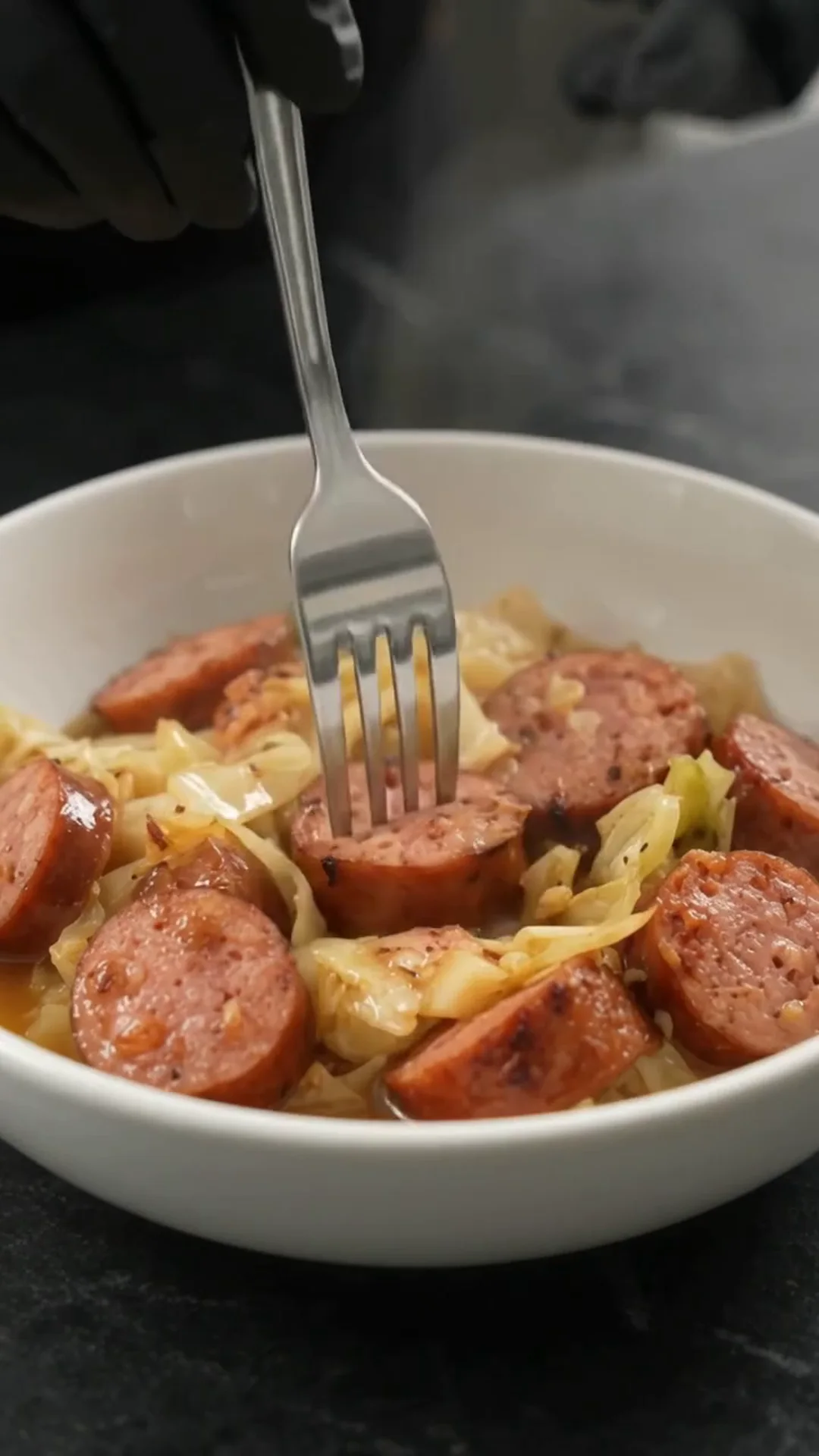 Easy Baked Cabbage and Smoked Beef Sausage Recipe