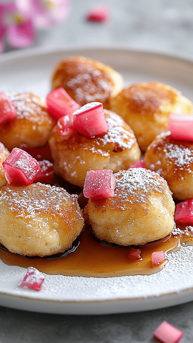 Fluffy Rhubarb Pancake Bites
