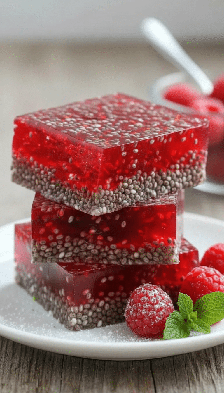 Raspberry Chia Seed Jello Squares