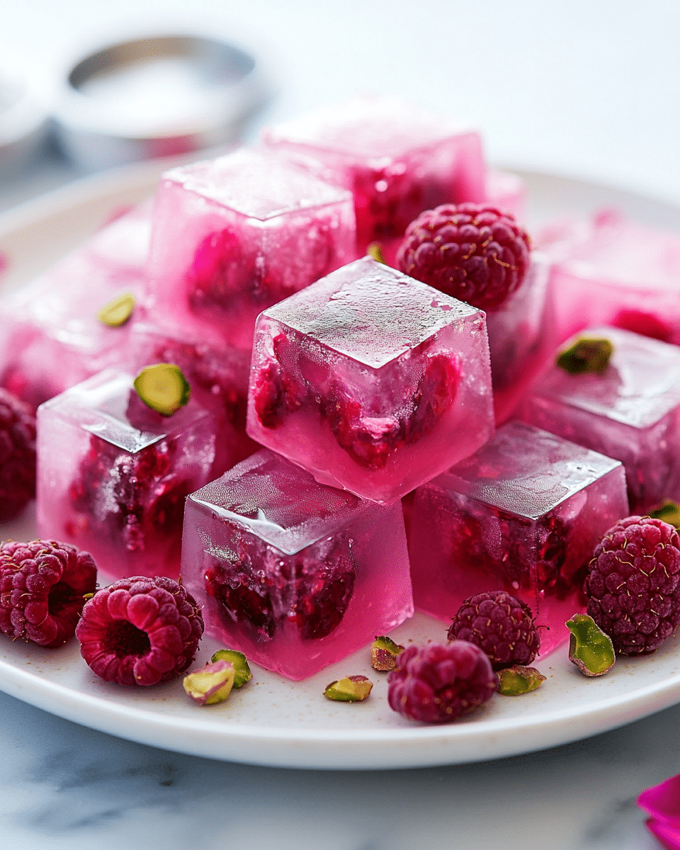 Raspberry Rose Jello Cubes