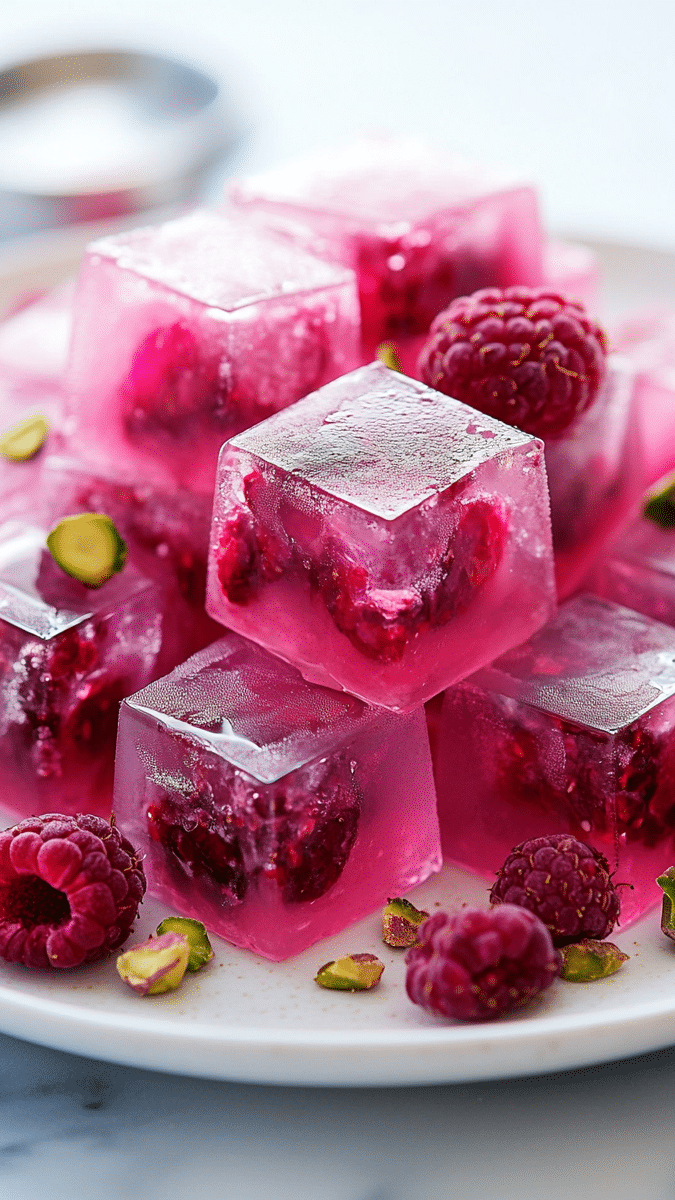 Raspberry Rose Jello Cubes