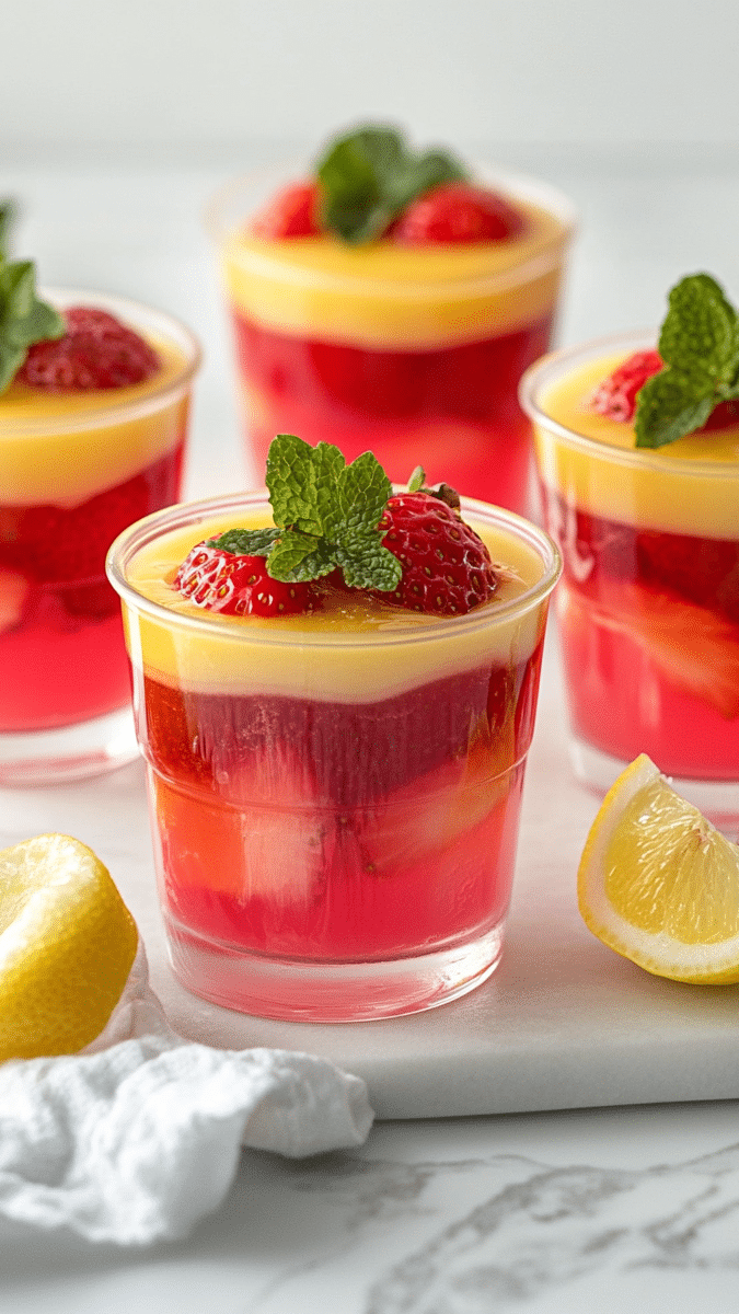 Strawberry Lemonade Jello Cups