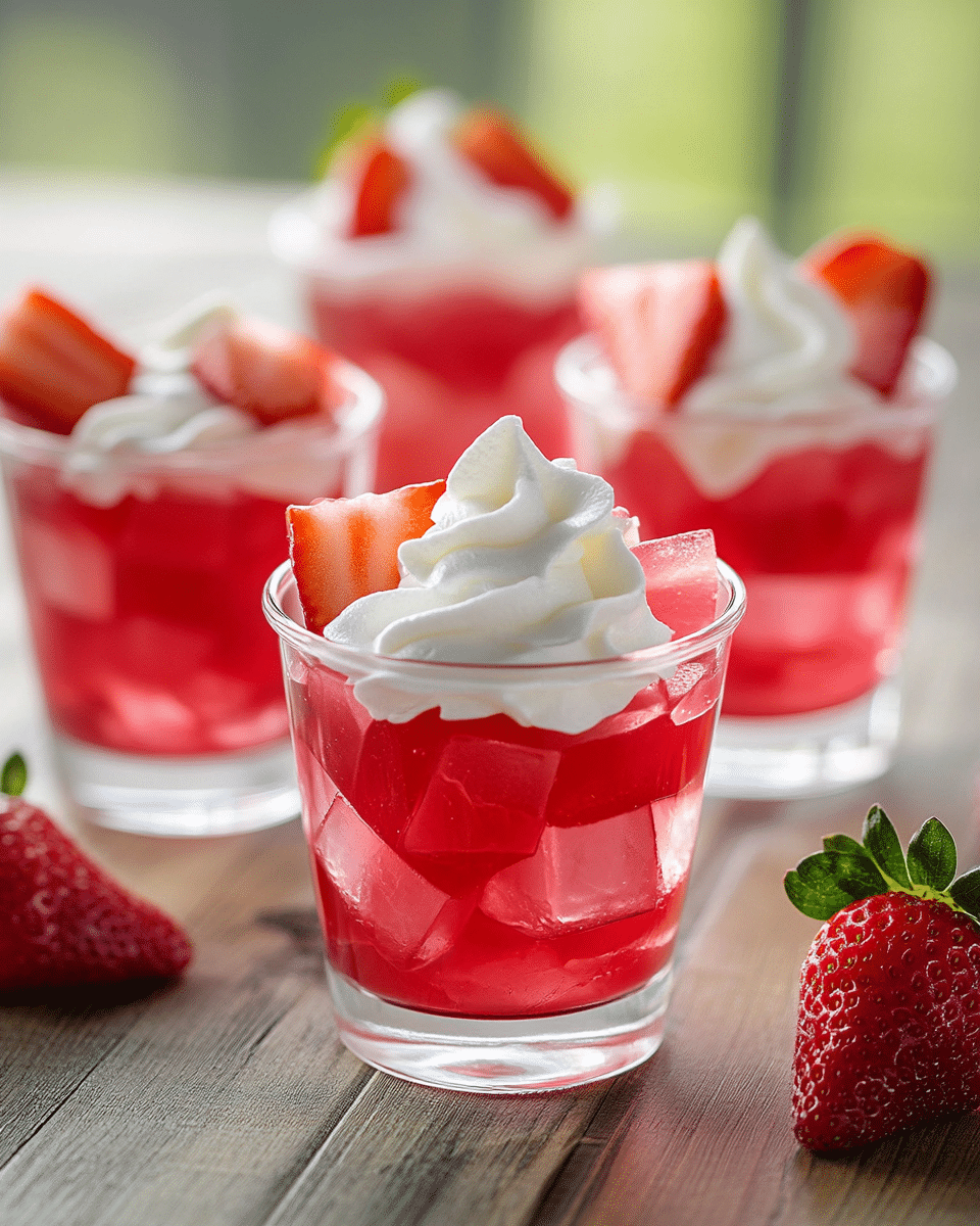 Strawberry Rhubarb Jello Cups