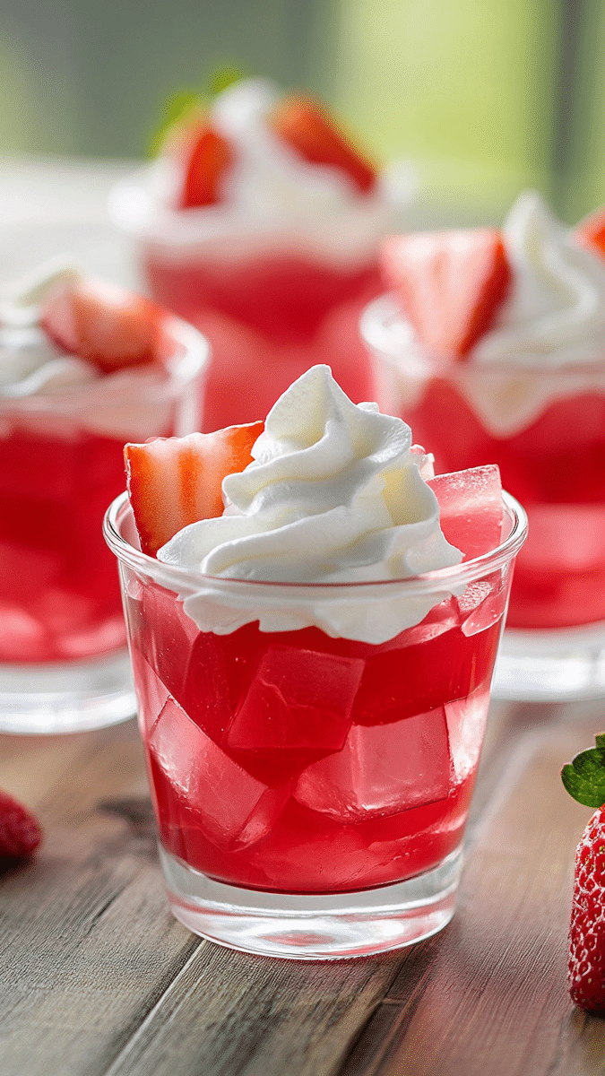 Strawberry Rhubarb Jello Cups