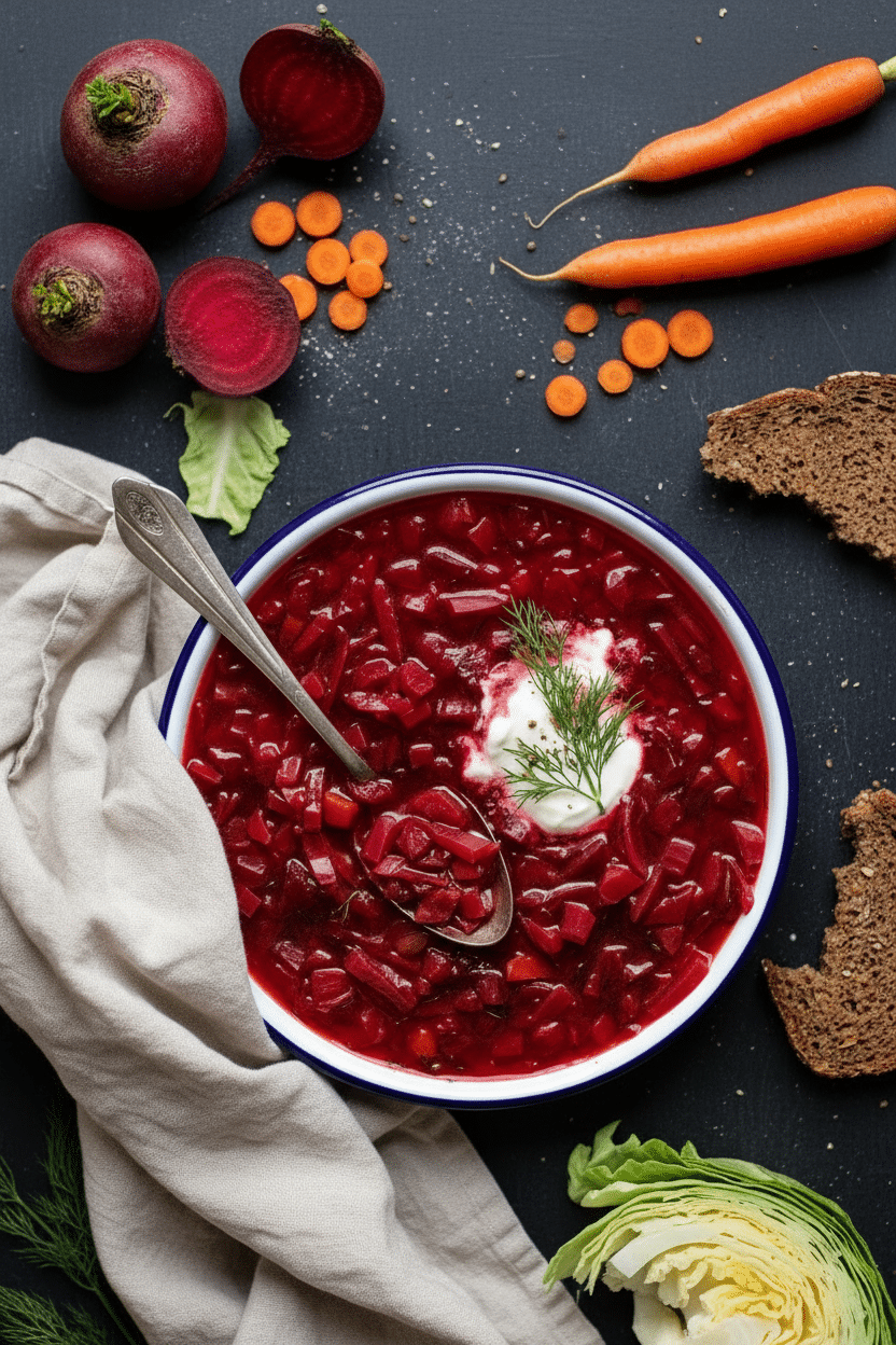 Vegetarian Beetroot Soup Borscht