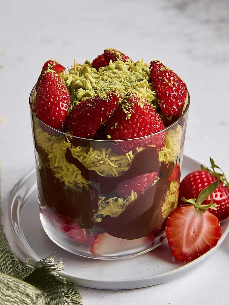 Dubai-Chocolate-Strawberries-4 Dubai chocolate strawberry cup topped with crushed pistachios