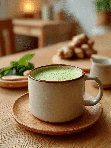 Japanese Mounjaro tea with ginger and mint leaves