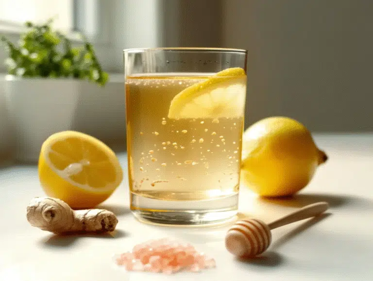 Pink salt weight loss recipe drink with lemon and Himalayan salt