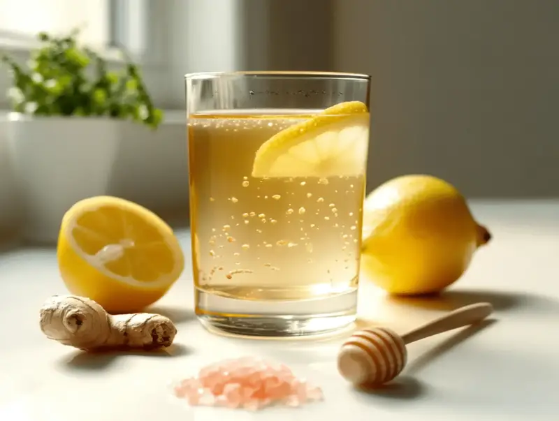 Pink salt weight loss recipe drink with lemon and Himalayan salt