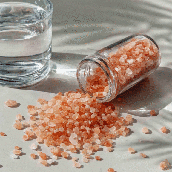 Pink Salt Weight Loss Recipe in tall glasses with lemon slices.